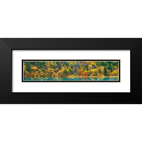 Lake and forest in autumn, China Black Modern Wood Framed Art Print with Double Matting by Krahmer, Frank