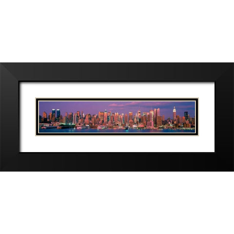 Manhattan Skyline NYC Black Modern Wood Framed Art Print with Double Matting by Berenholtz, Richard