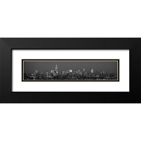 Manhattan Skyline Black Modern Wood Framed Art Print with Double Matting by Berenholtz, Richard