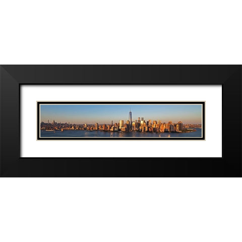 Manhattan and One WTC Black Modern Wood Framed Art Print with Double Matting by Berenholtz, Richard