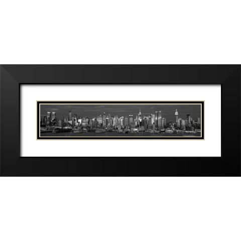 Manhattan Skyline at Dusk NYC Black Modern Wood Framed Art Print with Double Matting by Berenholtz, Richard