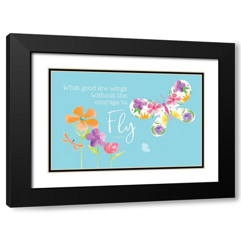 Dreams Take Flight on Blue II Black Modern Wood Framed Art Print with Double Matting by Reed, Tara