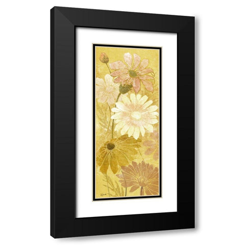 Golden Daisy Patch Panel I Black Modern Wood Framed Art Print with Double Matting by Tre Sorelle Studios