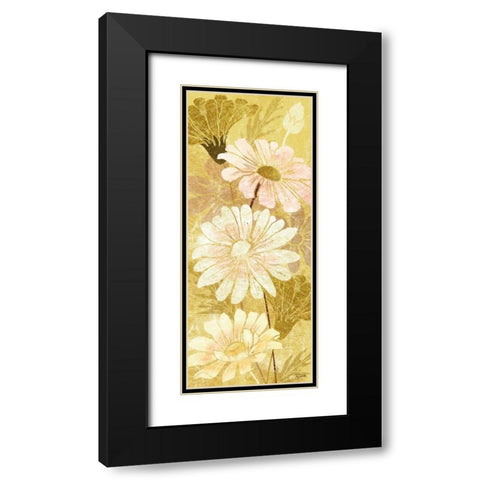 Golden Daisy Patch Panel II Black Modern Wood Framed Art Print with Double Matting by Tre Sorelle Studios