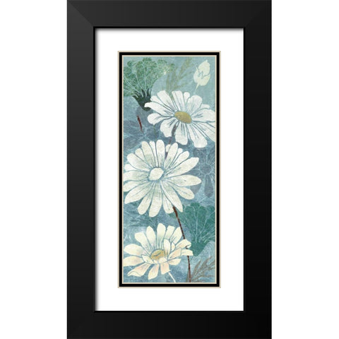 Teal Daisy Patch Panel I Black Modern Wood Framed Art Print with Double Matting by Tre Sorelle Studios