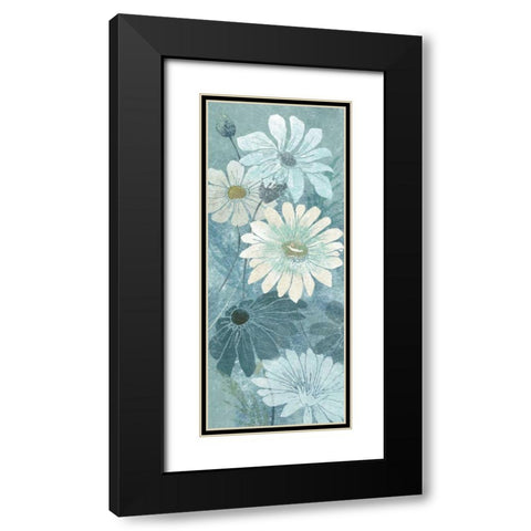 Teal Daisy Patch Panel II Black Modern Wood Framed Art Print with Double Matting by Tre Sorelle Studios