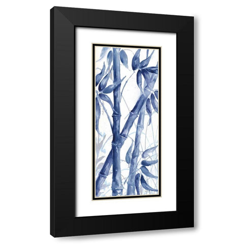 Indigo Asian Bamboo Panel II Black Modern Wood Framed Art Print with Double Matting by Tre Sorelle Studios