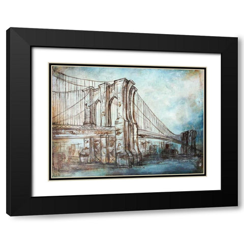 Brooklyn Bridge Black Modern Wood Framed Art Print with Double Matting by Tre Sorelle Studios