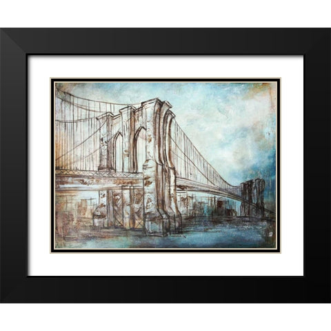 Brooklyn Bridge Black Modern Wood Framed Art Print with Double Matting by Tre Sorelle Studios