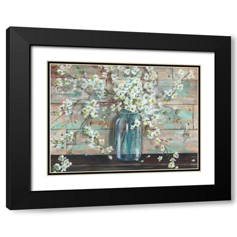 Blossoms in Mason Jar Black Modern Wood Framed Art Print with Double Matting by Tre Sorelle Studios