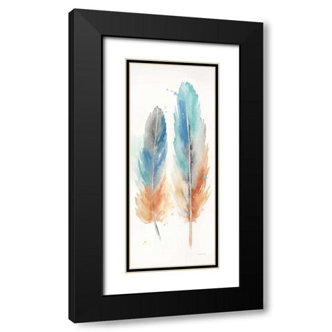 Watercolor Feathers Panel I Black Modern Wood Framed Art Print with Double Matting by Coulter, Cynthia