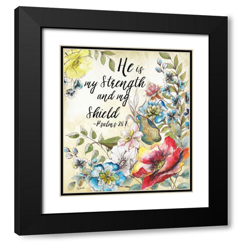 Boho Floral Garden Sketch Psalms I Black Modern Wood Framed Art Print with Double Matting by Tre Sorelle Studios