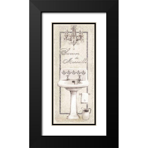 Fleur de Lis Bath Panel I  Black Modern Wood Framed Art Print with Double Matting by Cusson, Marie Elaine