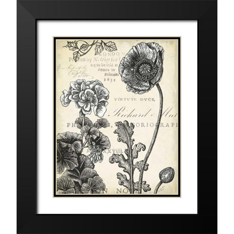 Pen and Ink Floral Study I  Black Modern Wood Framed Art Print with Double Matting by Cusson, Marie Elaine