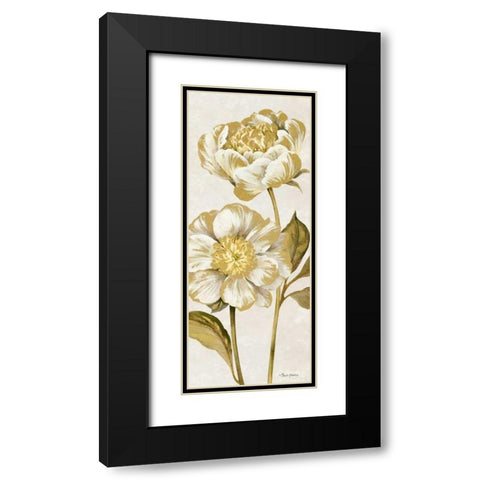 Touch of Gold Panel Cream II Black Modern Wood Framed Art Print with Double Matting by Gladding, Pamela