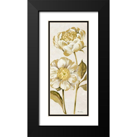 Touch of Gold Panel Cream II Black Modern Wood Framed Art Print with Double Matting by Gladding, Pamela