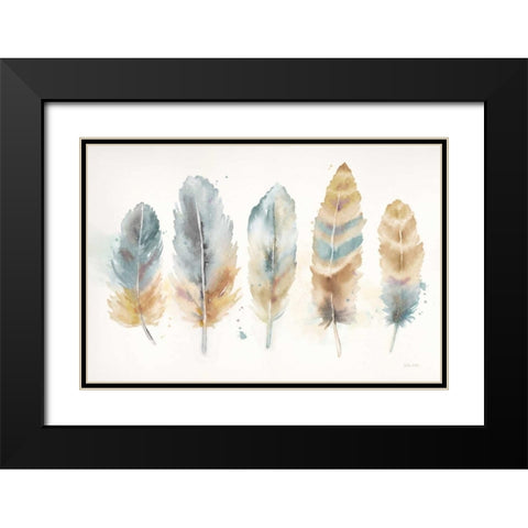 Watercolor Feathers Neutral Landscape Black Modern Wood Framed Art Print with Double Matting by Coulter, Cynthia