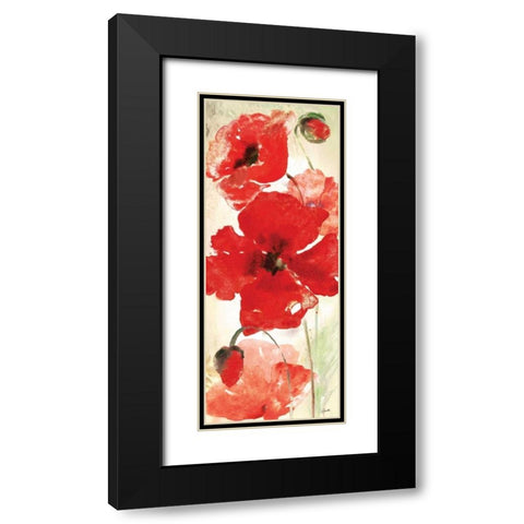 Watercolor Red Poppies Panel I Black Modern Wood Framed Art Print with Double Matting by Tre Sorelle Studios