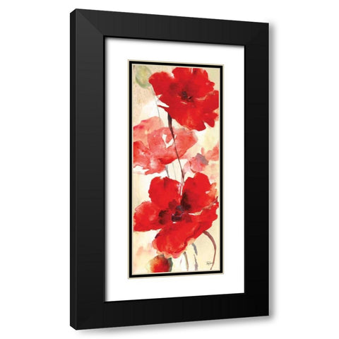 Watercolor Red Poppies Panel II Black Modern Wood Framed Art Print with Double Matting by Tre Sorelle Studios