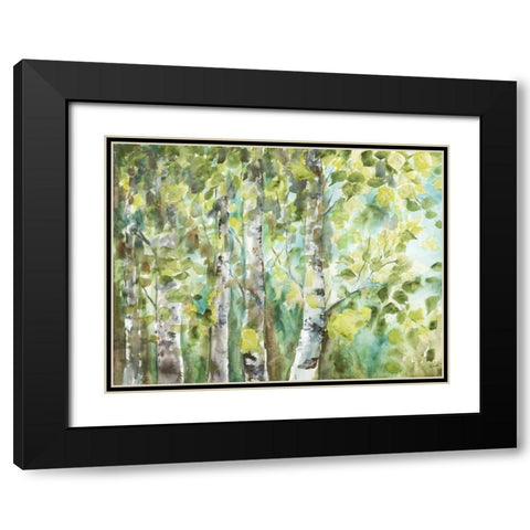 Watercolor Summer Aspens Black Modern Wood Framed Art Print with Double Matting by Tre Sorelle Studios