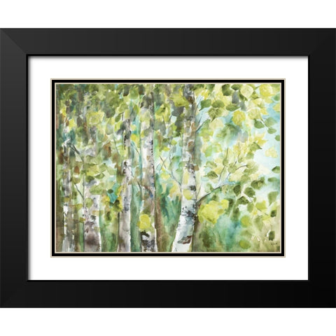 Watercolor Summer Aspens Black Modern Wood Framed Art Print with Double Matting by Tre Sorelle Studios