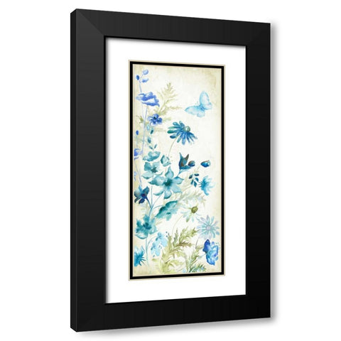 Wildflowers and Butterflies Panel I Black Modern Wood Framed Art Print with Double Matting by Tre Sorelle Studios