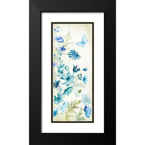 Wildflowers and Butterflies Panel I Black Modern Wood Framed Art Print with Double Matting by Tre Sorelle Studios