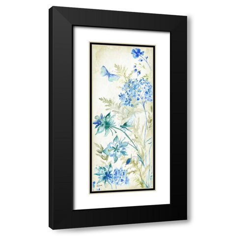 Wildflowers and Butterflies Panel II Black Modern Wood Framed Art Print with Double Matting by Tre Sorelle Studios