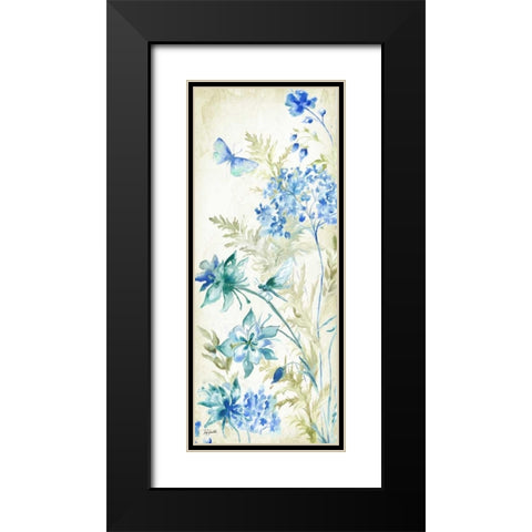 Wildflowers and Butterflies Panel II Black Modern Wood Framed Art Print with Double Matting by Tre Sorelle Studios