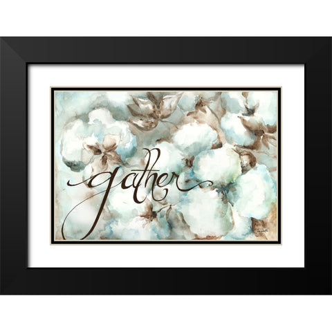 Cotton Bolls Gather Black Modern Wood Framed Art Print with Double Matting by Tre Sorelle Studios