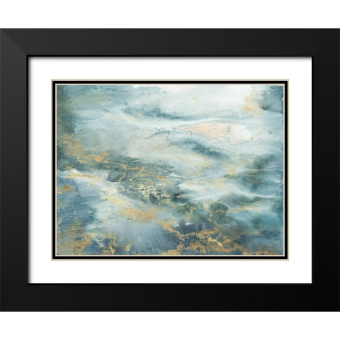 Blue Watercolor Abstract Black Modern Wood Framed Art Print with Double Matting by Tre Sorelle Studios