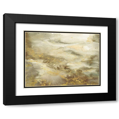 Taupe Watercolor Abstract Black Modern Wood Framed Art Print with Double Matting by Tre Sorelle Studios