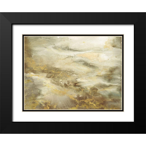 Taupe Watercolor Abstract Black Modern Wood Framed Art Print with Double Matting by Tre Sorelle Studios