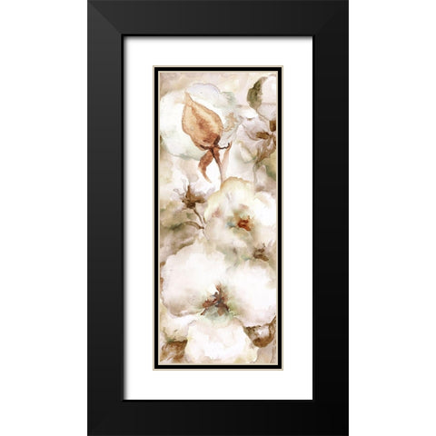 Cotton Boll Panel I Black Modern Wood Framed Art Print with Double Matting by Tre Sorelle Studios