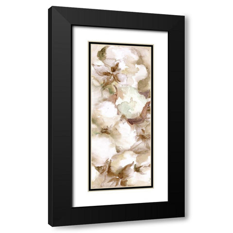 Cotton Boll Panel II Black Modern Wood Framed Art Print with Double Matting by Tre Sorelle Studios