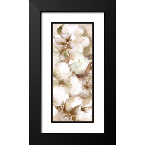 Cotton Boll Panel II Black Modern Wood Framed Art Print with Double Matting by Tre Sorelle Studios