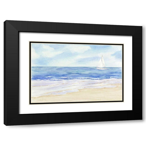 Sailboat and Seagulls II Black Modern Wood Framed Art Print with Double Matting by Reed, Tara