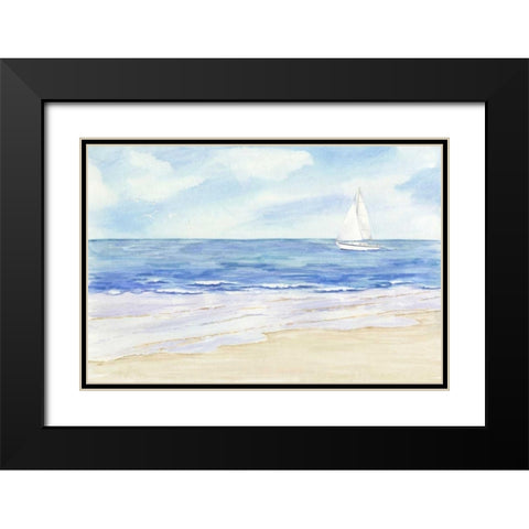 Sailboat and Seagulls II Black Modern Wood Framed Art Print with Double Matting by Reed, Tara