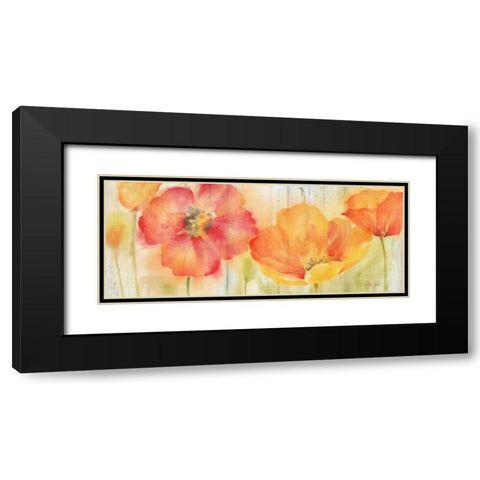 Poppy Meadow Spice Woodgrain Panel Black Modern Wood Framed Art Print with Double Matting by Coulter, Cynthia