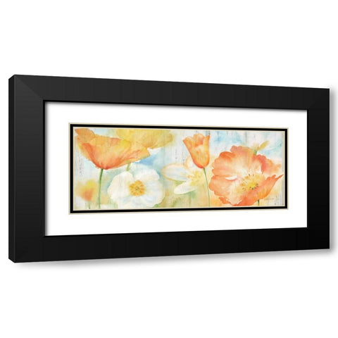 Poppy Meadow Pastel Woodgrain Panel Black Modern Wood Framed Art Print with Double Matting by Coulter, Cynthia