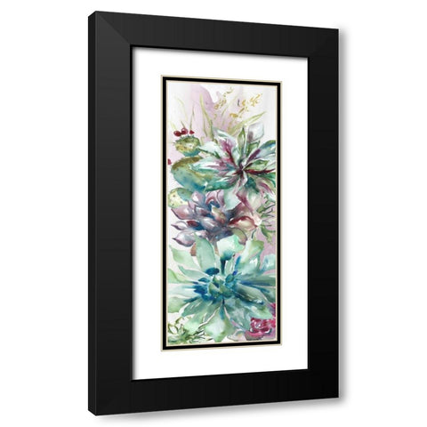 Succulent Garden Panel II Black Modern Wood Framed Art Print with Double Matting by Tre Sorelle Studios