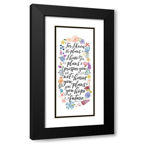 Floral Bible Verse Panel I Black Modern Wood Framed Art Print with Double Matting by Noonday Design