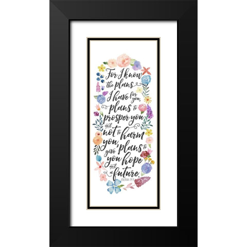 Floral Bible Verse Panel I Black Modern Wood Framed Art Print with Double Matting by Noonday Design
