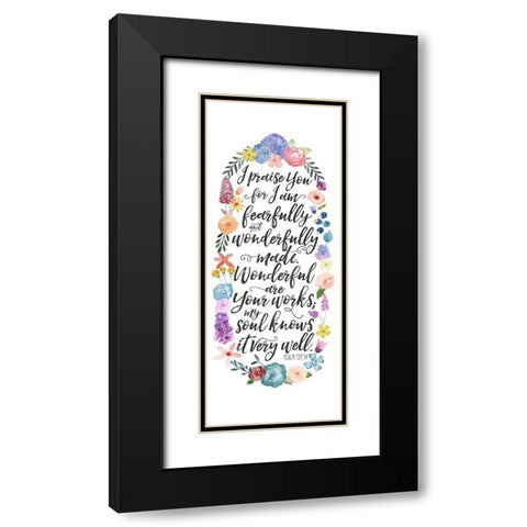Floral Bible Verse Panel II Black Modern Wood Framed Art Print with Double Matting by Noonday Design