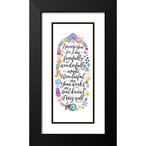 Floral Bible Verse Panel II Black Modern Wood Framed Art Print with Double Matting by Noonday Design