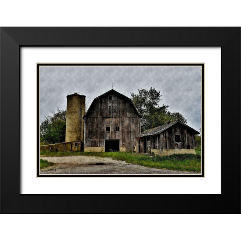 The Old Barn and Silo Black Modern Wood Framed Art Print with Double Matting by Romita, Denise