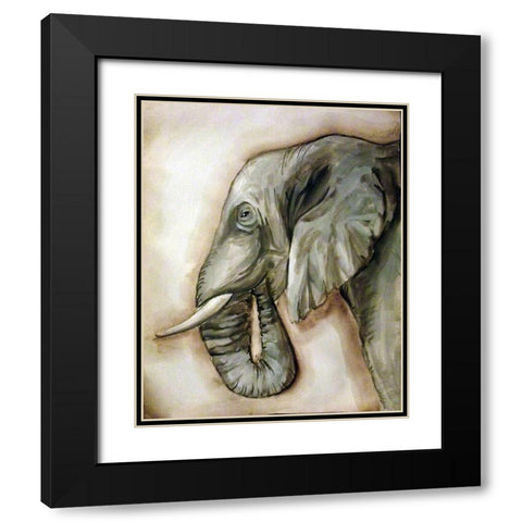 Elephant Portrait Black Modern Wood Framed Art Print with Double Matting by Tre Sorelle Studios