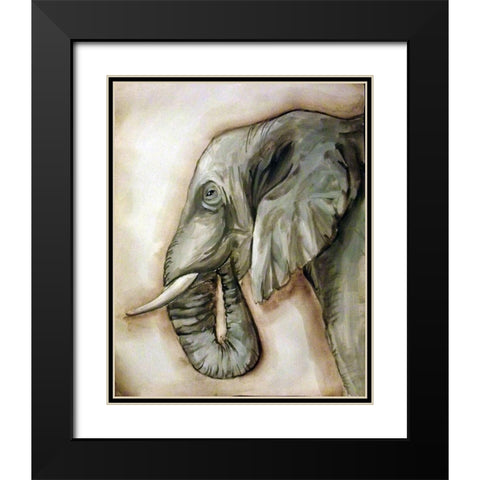 Elephant Portrait Black Modern Wood Framed Art Print with Double Matting by Tre Sorelle Studios