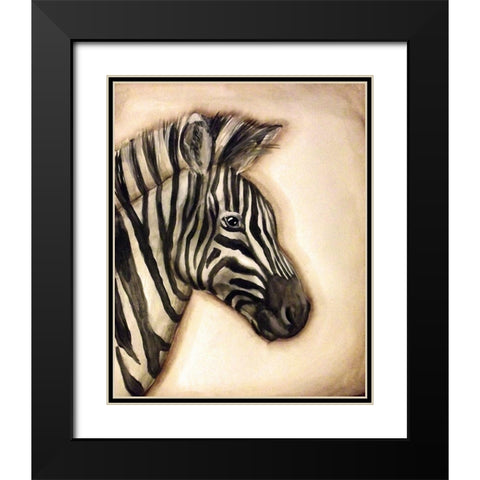 Zebra Portrait Black Modern Wood Framed Art Print with Double Matting by Tre Sorelle Studios