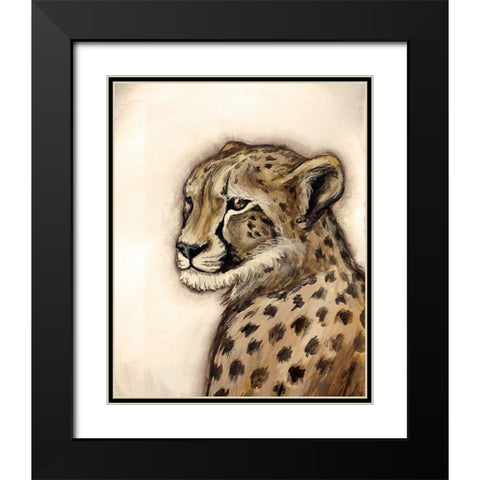 Cheetah Portrait Black Modern Wood Framed Art Print with Double Matting by Tre Sorelle Studios